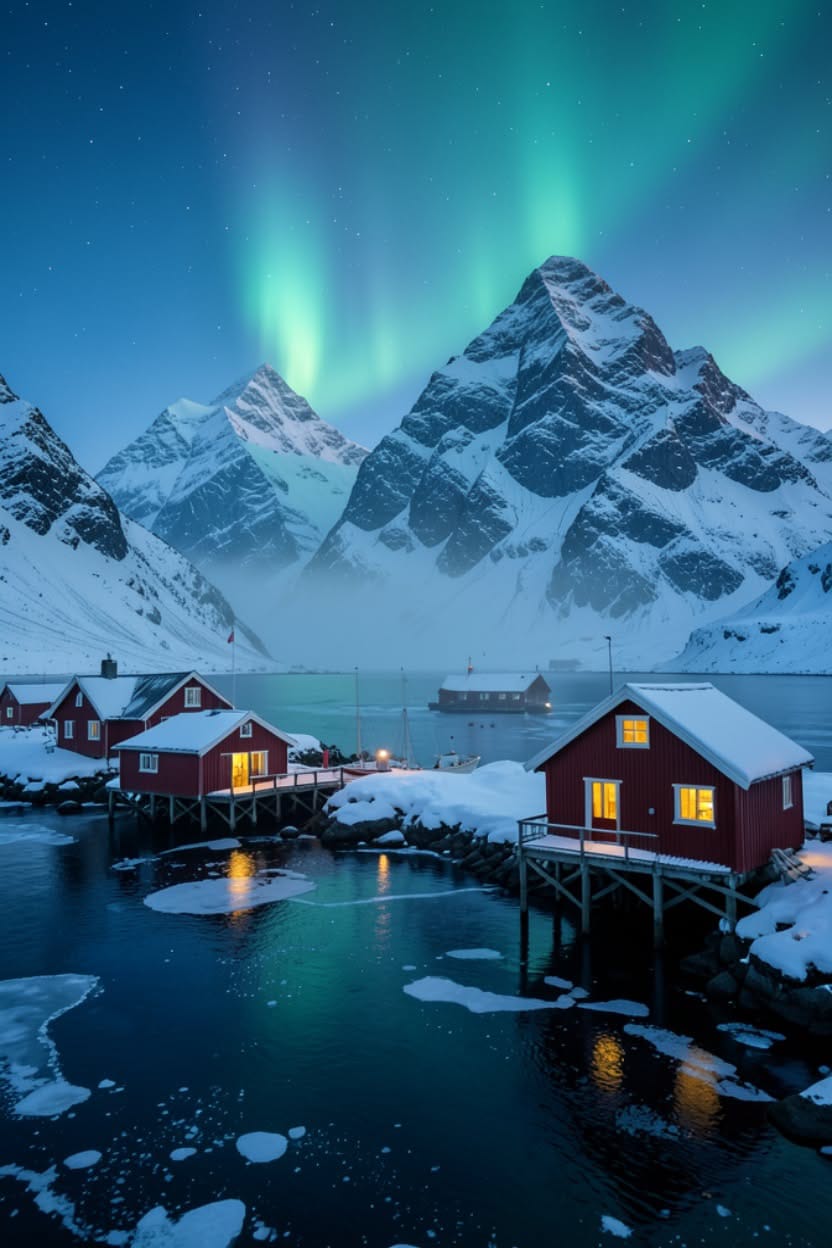 Northern Lights in Lofoten Islands Norway