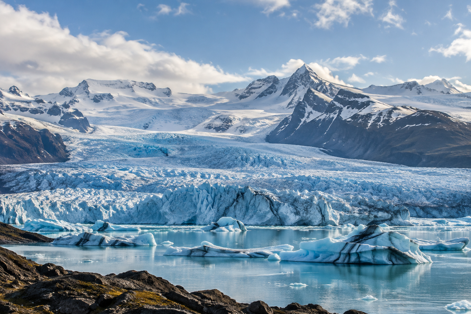 Iceland glacier and mountain landscape