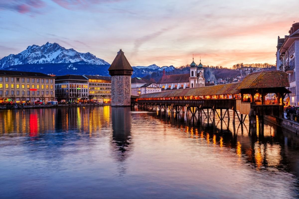 Lucerne Switzerland city and Lake Lucerne