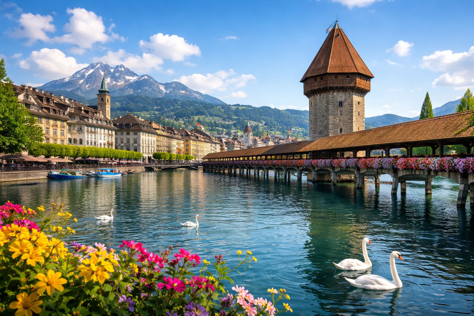 Lucerne Switzerland lake and city