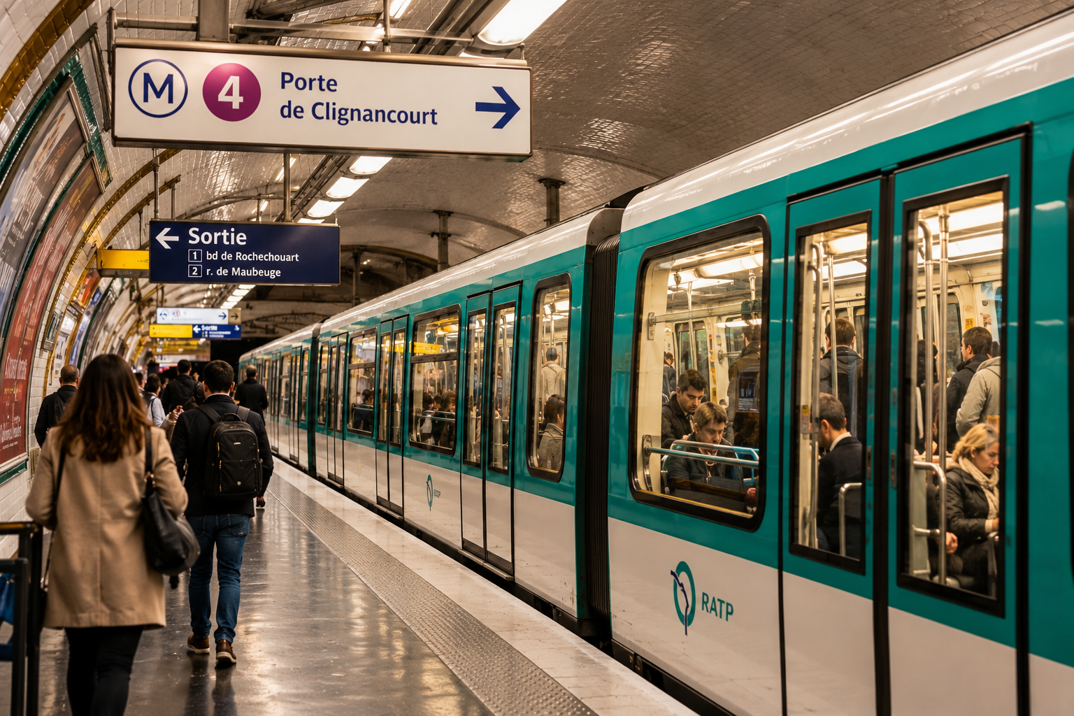 Paris Metro train for local city transport 
