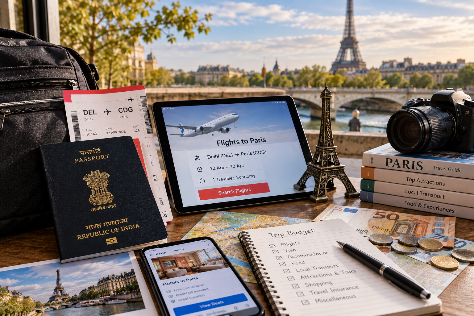 paris trip cost from india