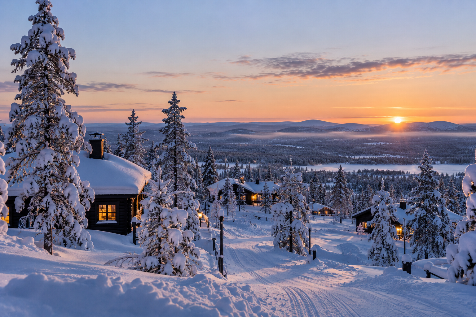 Saariselkä Finland snowy Arctic landscape in December